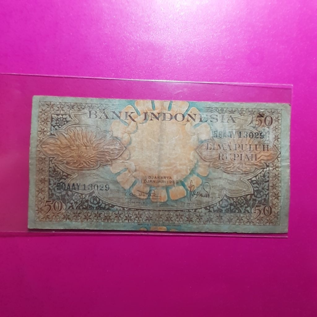 uang kuno 50 rupiah bunga 1959