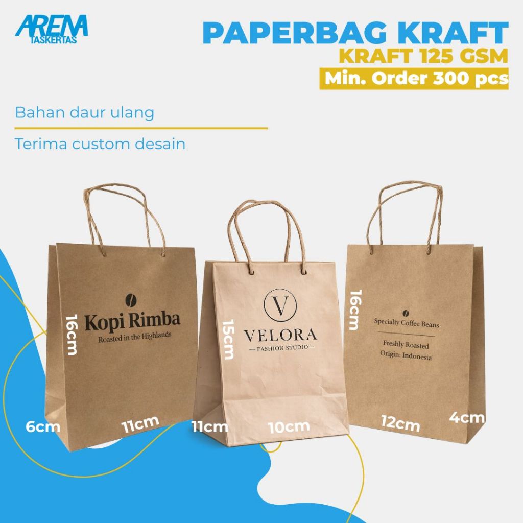 Custome Tas Kertas Skincare - Toko Desain Suka-Suka Print HITAM - Size Kecil - Kraft std