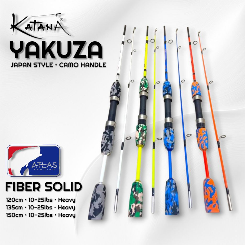 Joran Pancing Fiber Solid KATANA YAKUZA Japan Style Handle Camo, 120 135 150cm