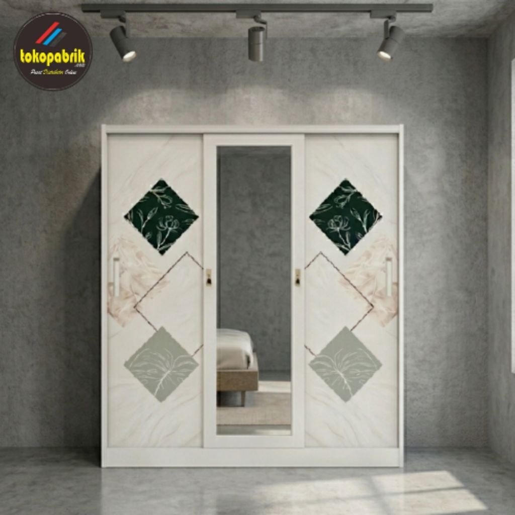 Lemari baju besi sliding 2pintu jumbo lemari pakaian besi 3pintu sliding lemari baju murah