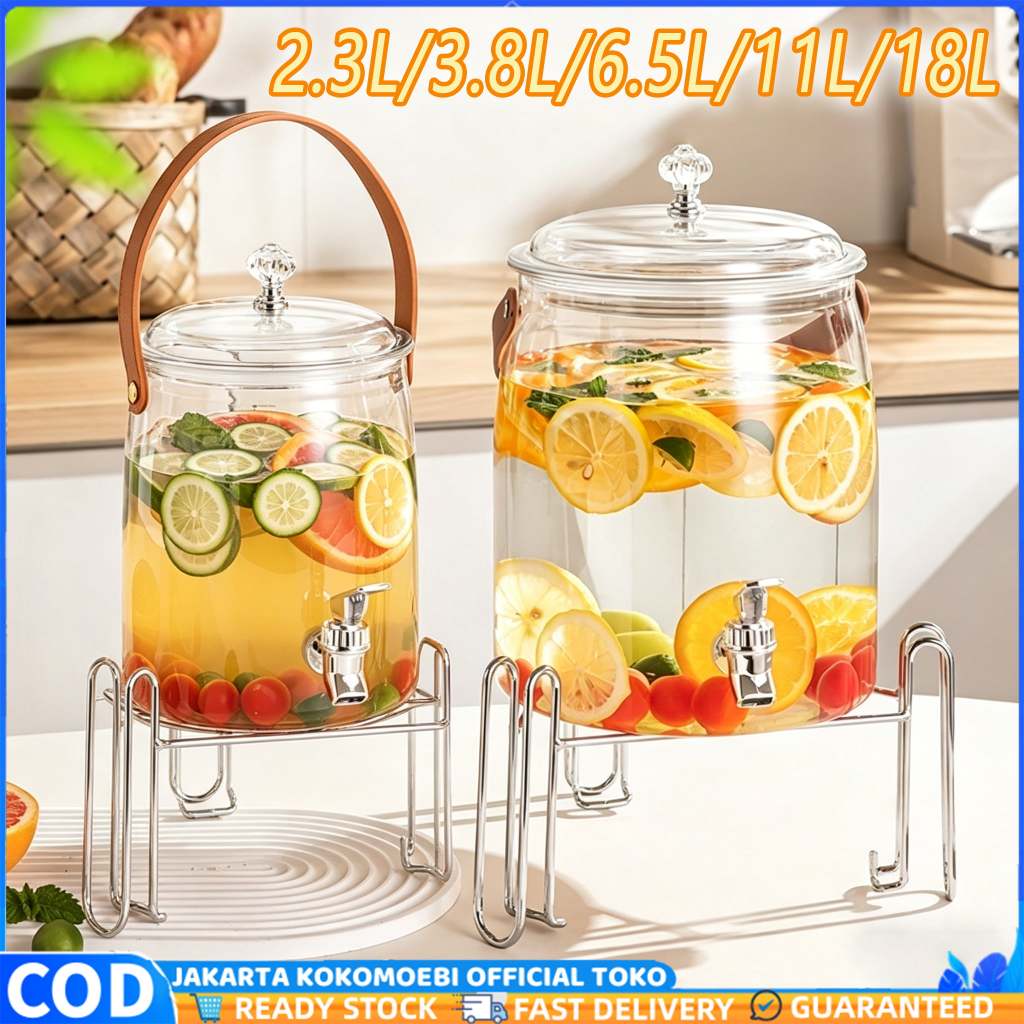 18L Ketel Air Dingin Gaya Jepang dengan Dispenser Air Keran, Ember Kedap Udara Transparan Rumah Tang