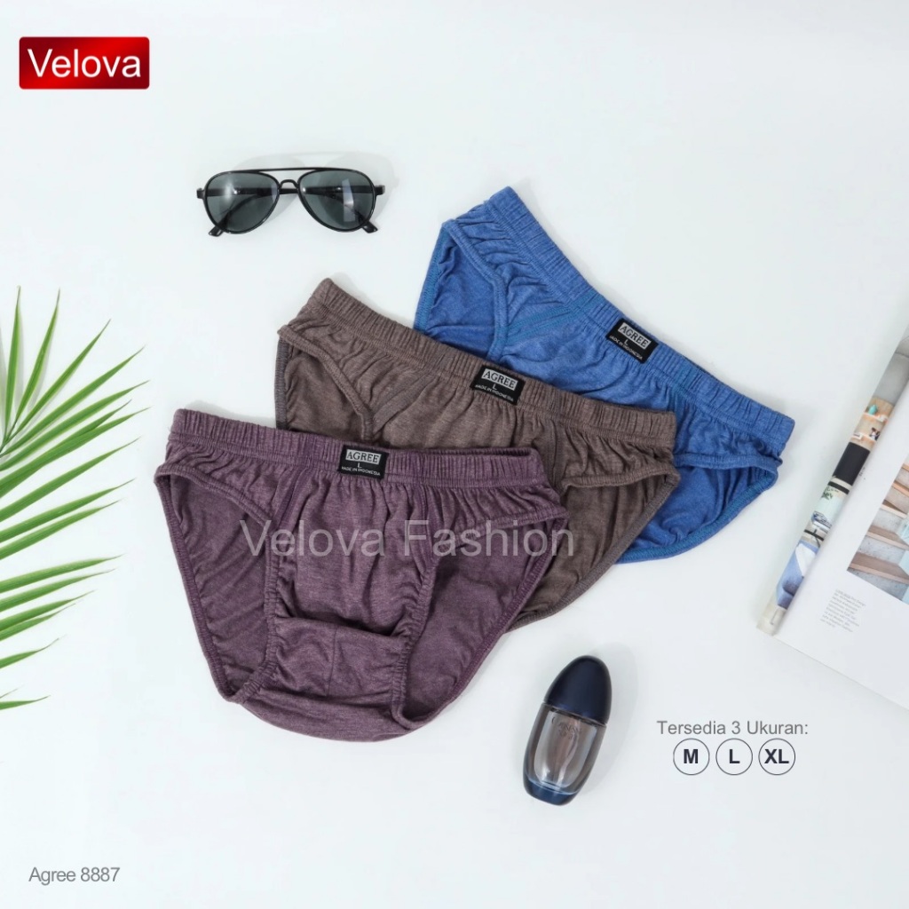 Velova | Agree 8887 | Celana Dalam Pria Bahan Katun Polyester | CD Cowok Size M L XL