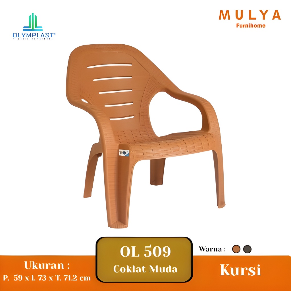 Kursi Plastik Olymplast OL 509 Motif Rotan Tebal Kursi Santai Teras Rumah Kuat Original