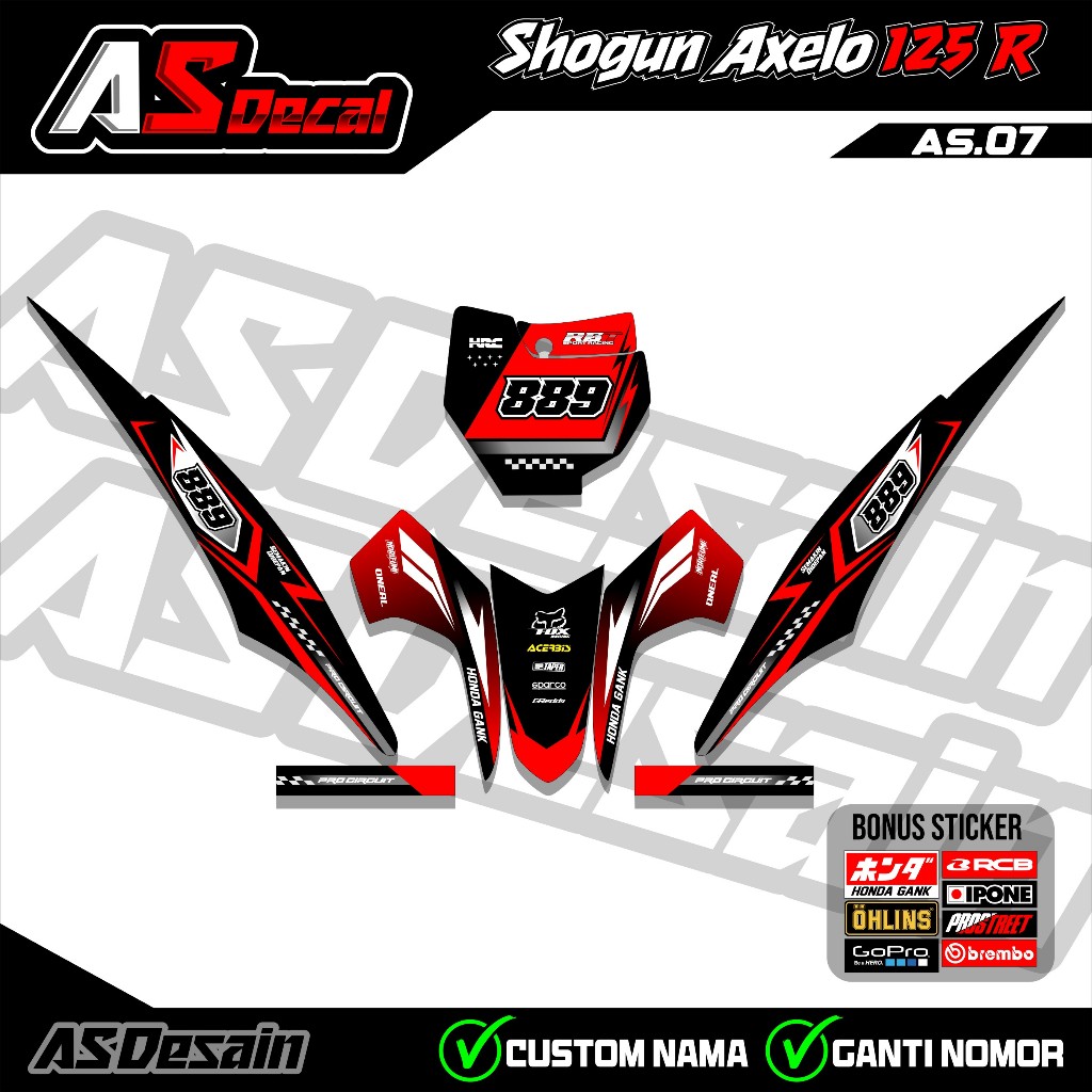 Stiker Striping Rbt Decal Motor Suzuki Shogun Axelo 125 R Variasi Rbt Bebek Modifikasi AS.07