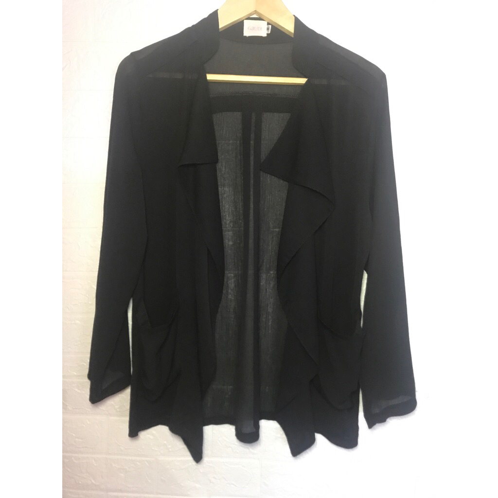 Cardigan Hitam Jumbo Outer Hitam Korean Style Brand Gaudi Second