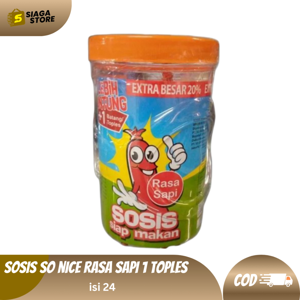 Sosis So Nice Rasa Sapi 1 TOPLES ISI 24 Sosis Siap Makan [BELI BANYAK LEBIH HEMAT]