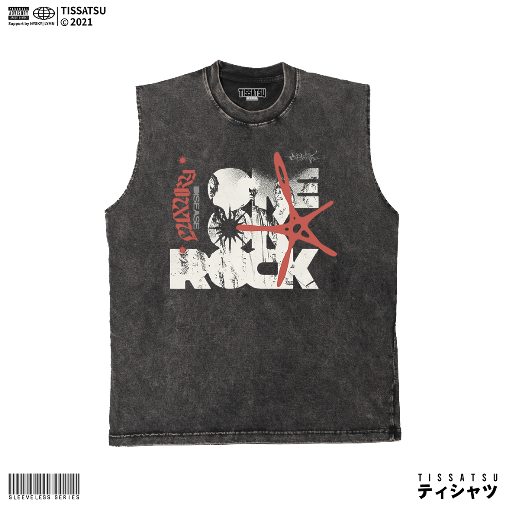 TISSATSU Kaos Singlet ONE OK ROCK Oversize / Sleeveless Band Washed OOR-6