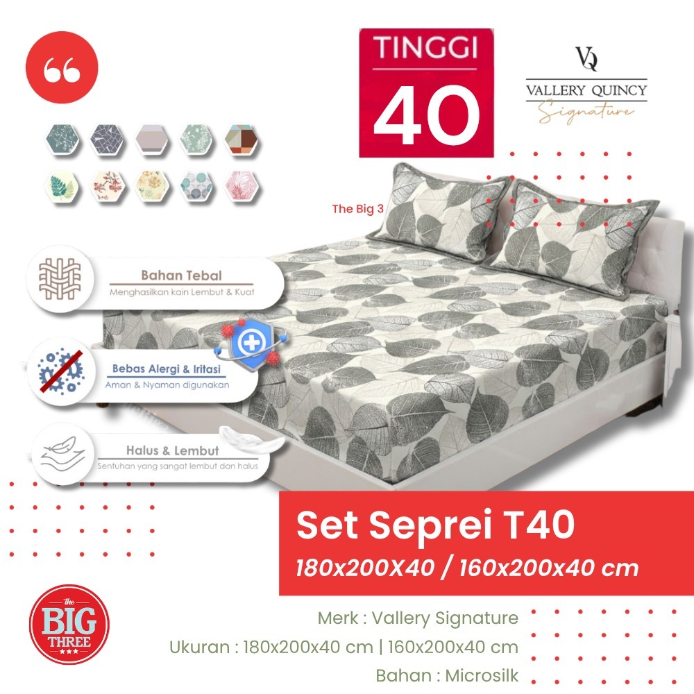 VALLERY SIGNATURE Sprei 180x200 / 160x200 Tinggi 40 Cm motif Alto Georgia Charles Claren Mason Lonia