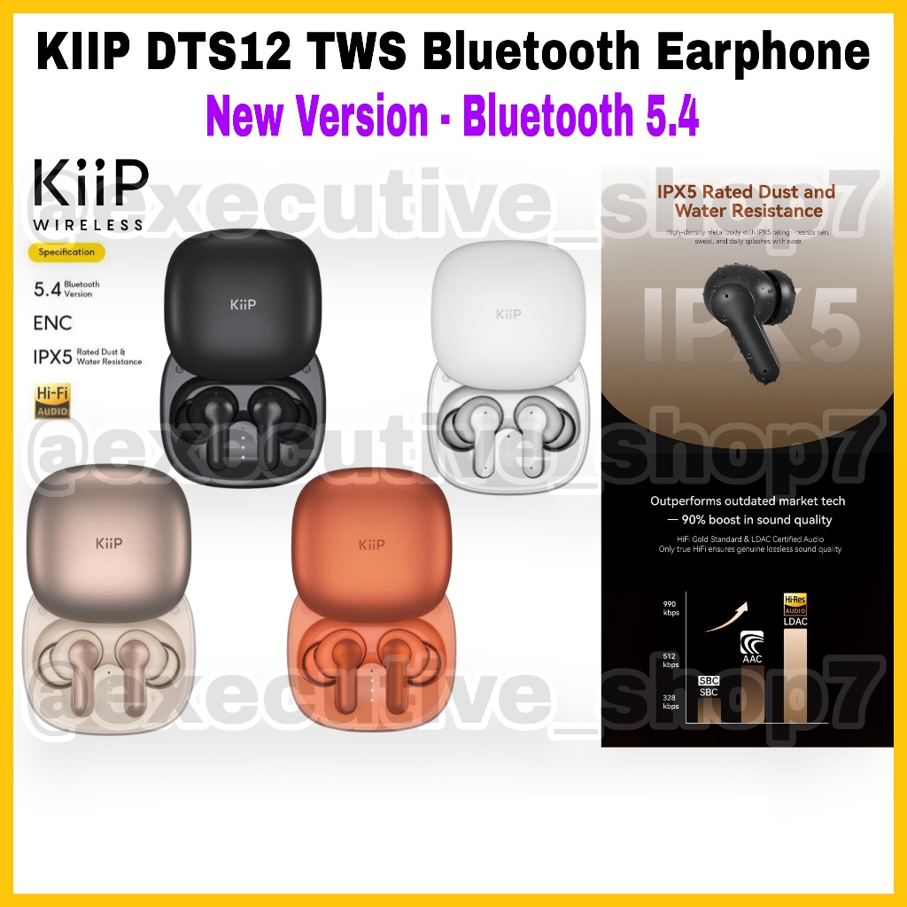 KIIP DTS12 TWS Bluetooth Earphone - New Version - Bluetooth 5.4
