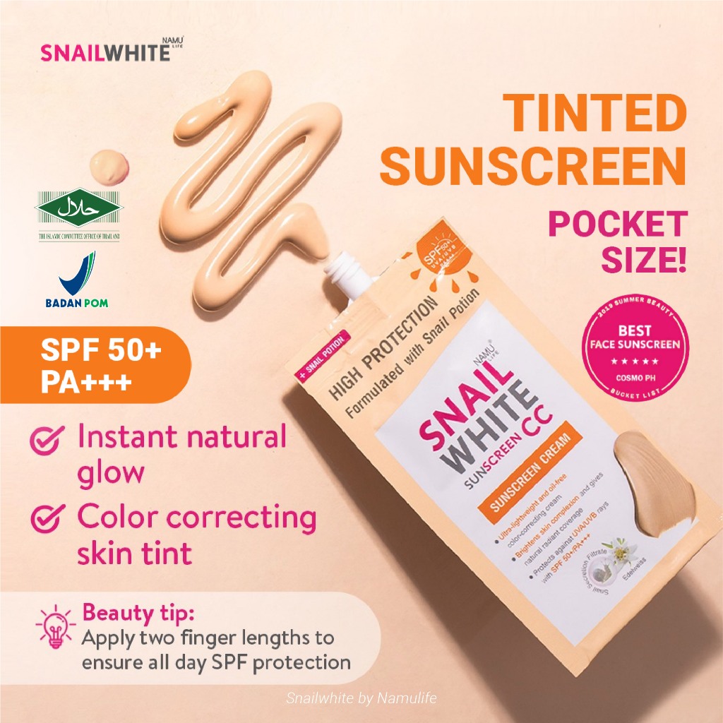 Snailwhite - Sunscreen CC Cream Snail White Thailand Whitening Sachet SPF 50+/PA+++6ml BPOM Halal