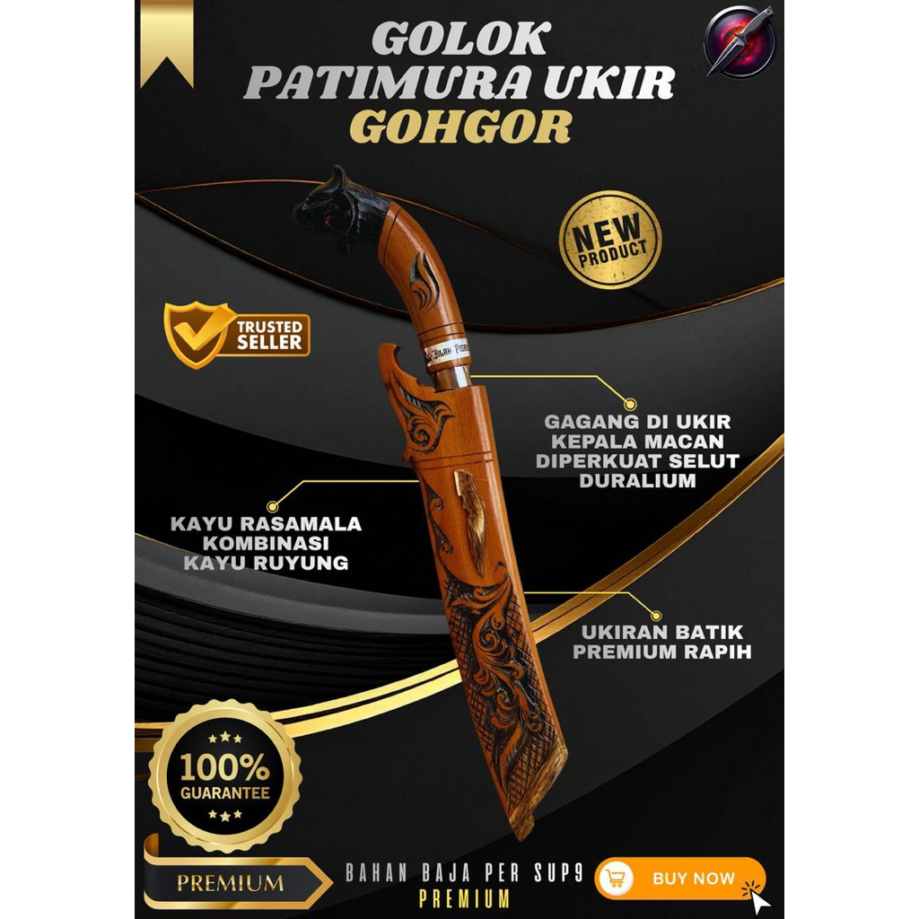 [PERKAKAS ORIGINAL] GOLOK KEBUN PATIMURA UKIR GOHGOR GOLOK BAJA SUPER TAJAM BAJA SUP9 ASLI ORIGINAL