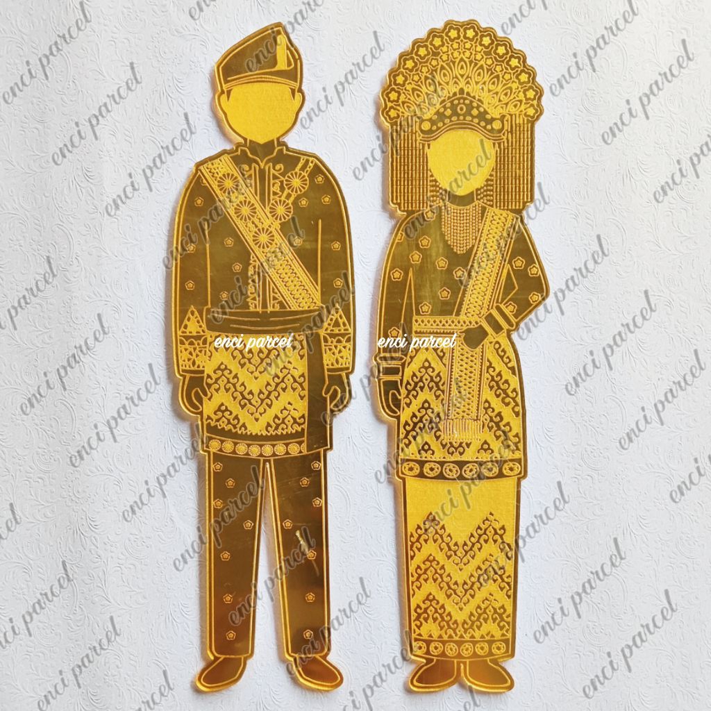 miniatur pengantin adat melayu hijab jilbab pernikahan pakaian pria wanita full body cowok cewek sel