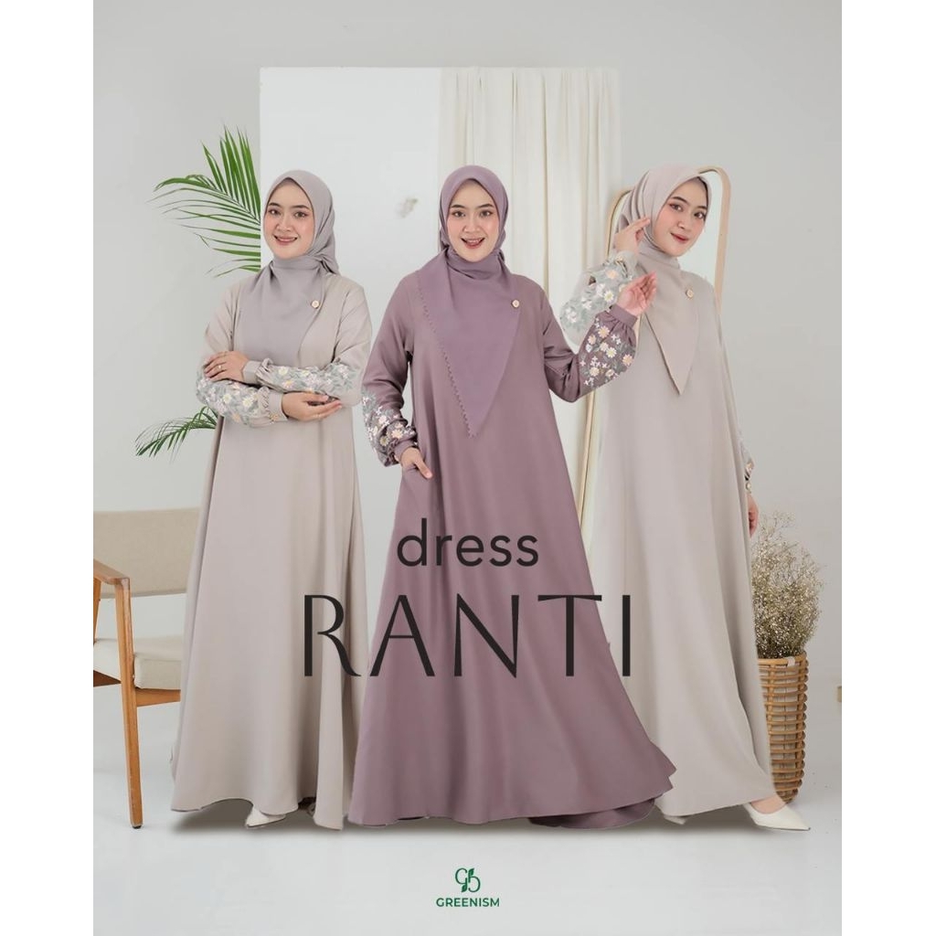 GREENISM - RANTI DRESS BY GREENISM - GAMIS SYAKILA POLOS VARIASI BORDIR CANTIK