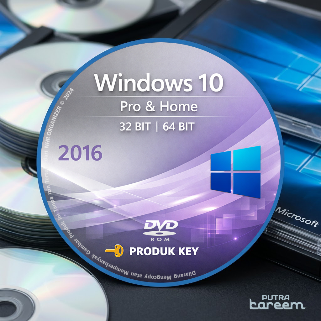 DVD Windows® 10 Pro + Home 2016 32 Bit 64 Bit Produk Key Lisensi