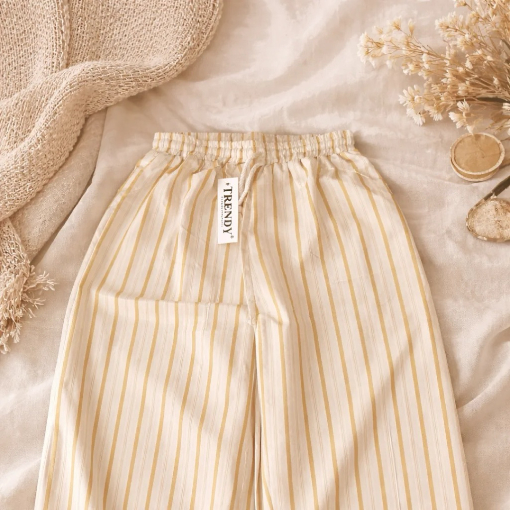 Celana Kulot Wanita stripe Cream
