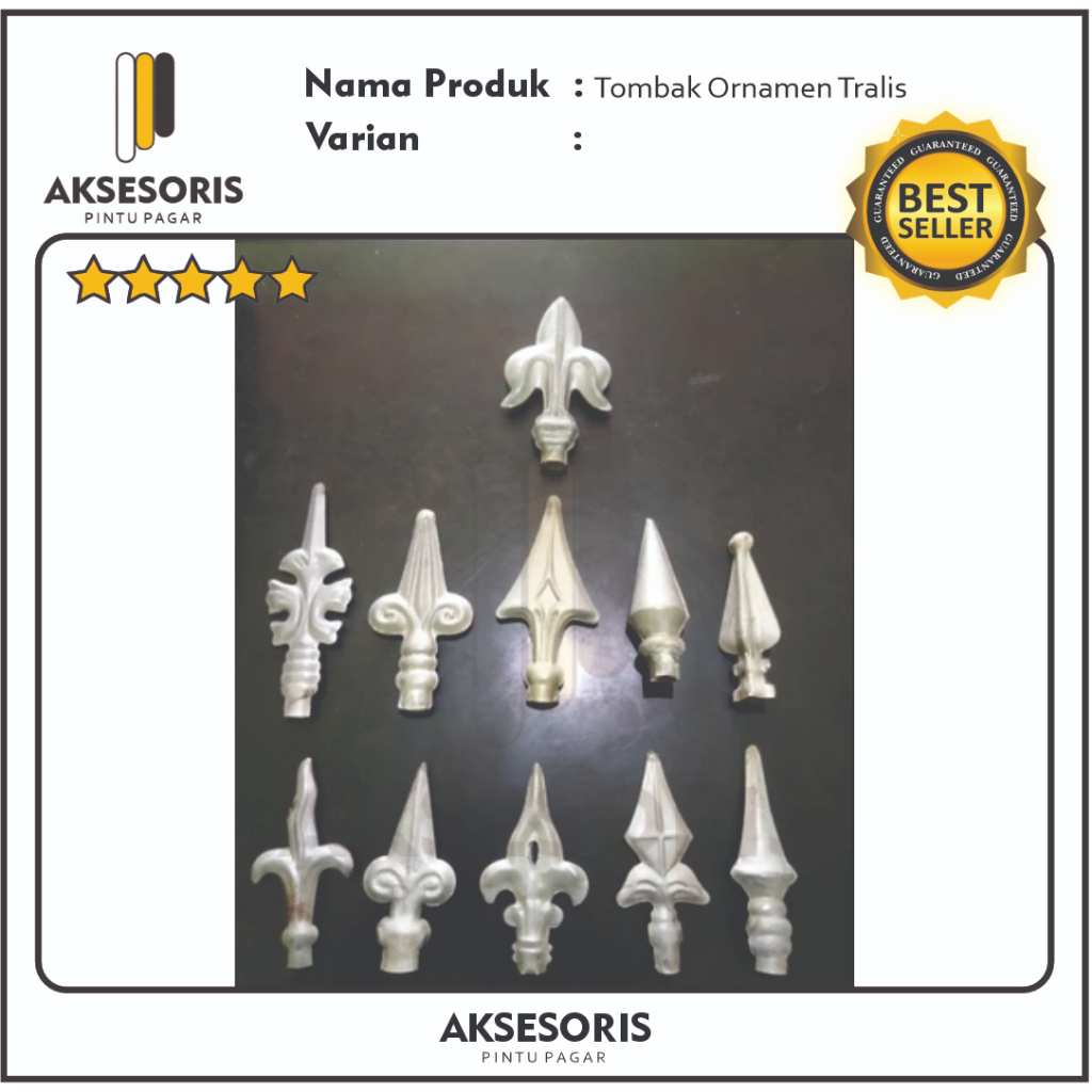 Ornamen tombak keraton besi variasi tralis aksesoris 10cm pagar pintu