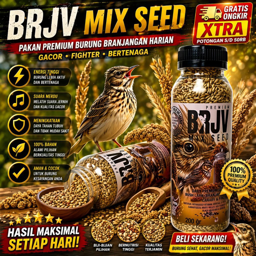 BRJV Mix Seed Branjangan Java Varva 250ml Pakan Penggacor Harian br Kenari Super Premium Quality