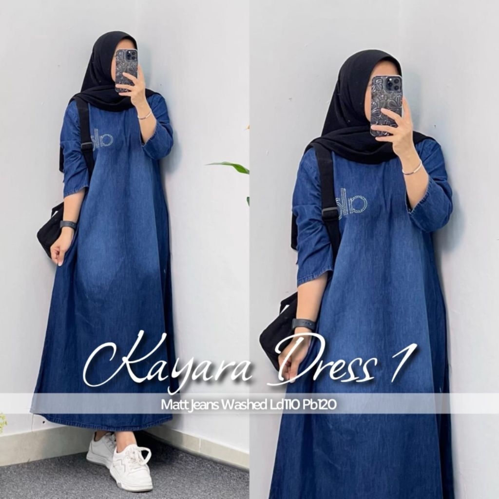 MIDI DRESS JEANS WANITA | LONG TUNIK JEANS WANITA | KAGUMI LONG TUNIK