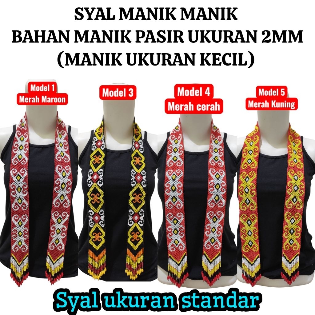 Syal manik dayak / syal manik manik kalimantan / syal manik manik / Syal dayak / syal dayak Kalimant