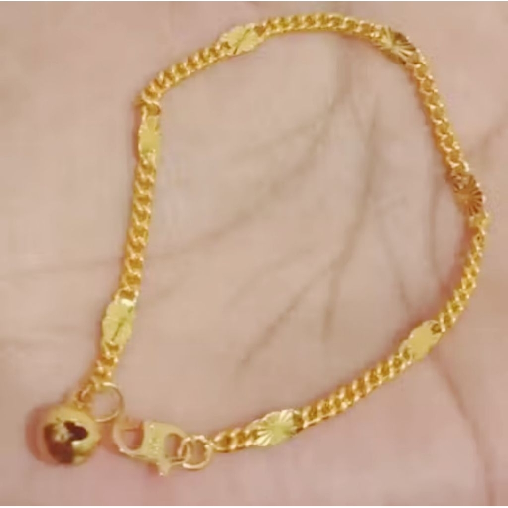 Gelang Tangan Rantai Gold Titanium Lapis Emas Anti Karat Gelang Rantai Tikar  Perhiasan Wanita