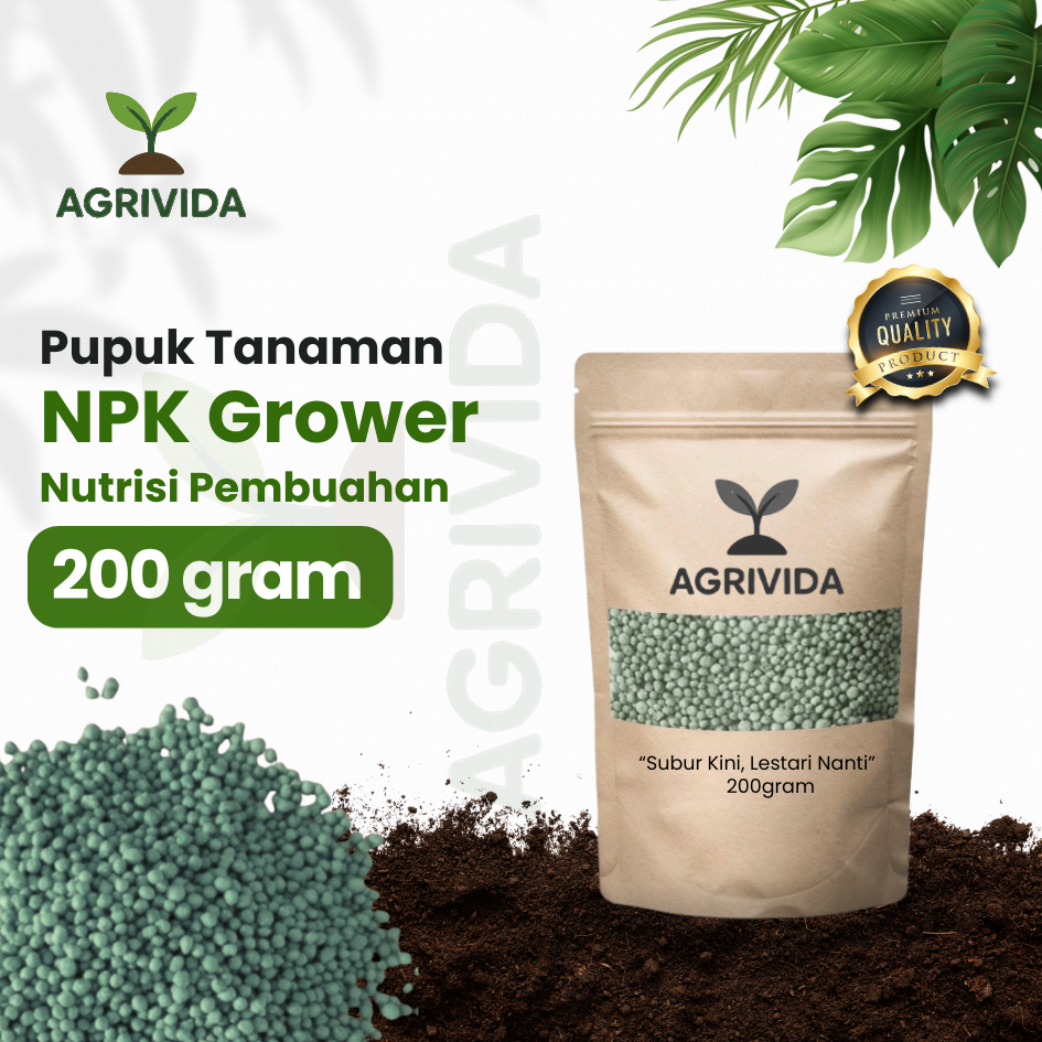 Pupuk Tanaman NPK Grower 200gr untuk sayur bunga dan tanaman hias