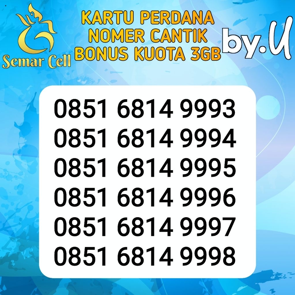 Kartu perdana BYU kuota 3gb, Kartu perdana Nomer cantik BYU, kartu perdana belum registrasi, kartu p