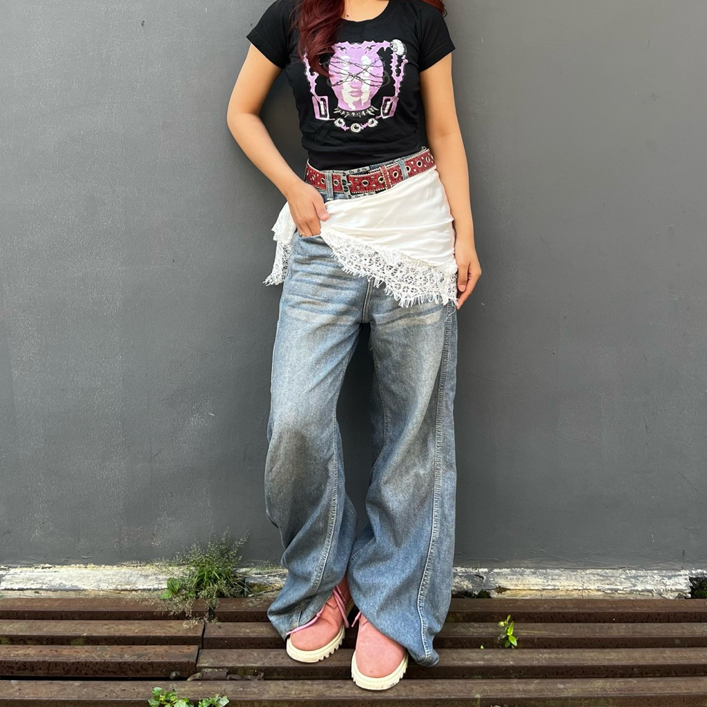 Satin triangle layering skirt / layer rok renda / outer jeans rok renda / bandana triangle skirt lap