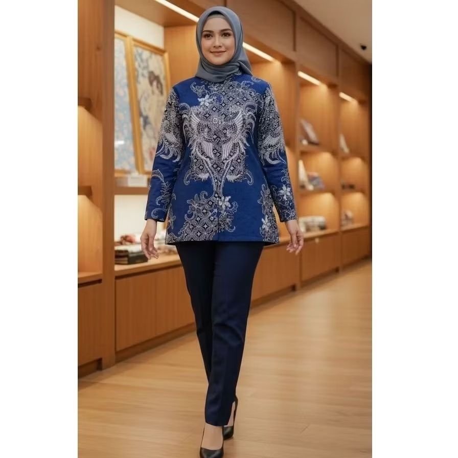 Batik Putri Wijaya-AMANDA Blouse Batik wanita lapisan Trikot Batik Solo