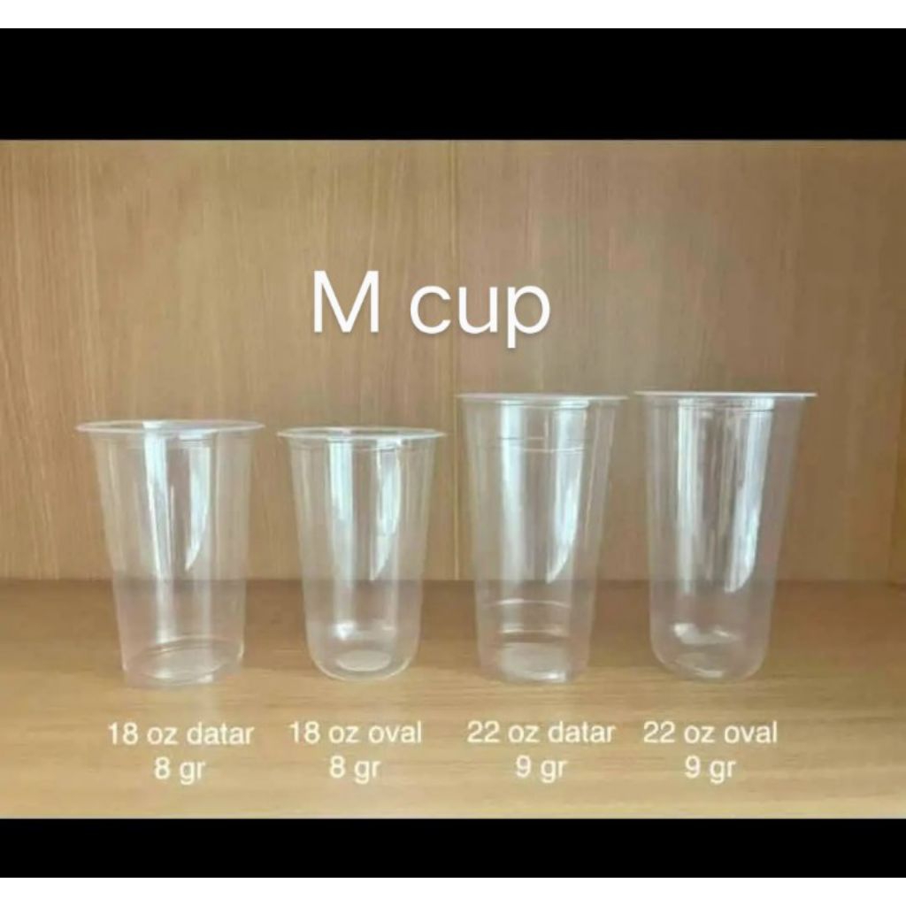 CUP GELAS PLASTIK 18 OVAL/DATAR 8GRAM M-cup