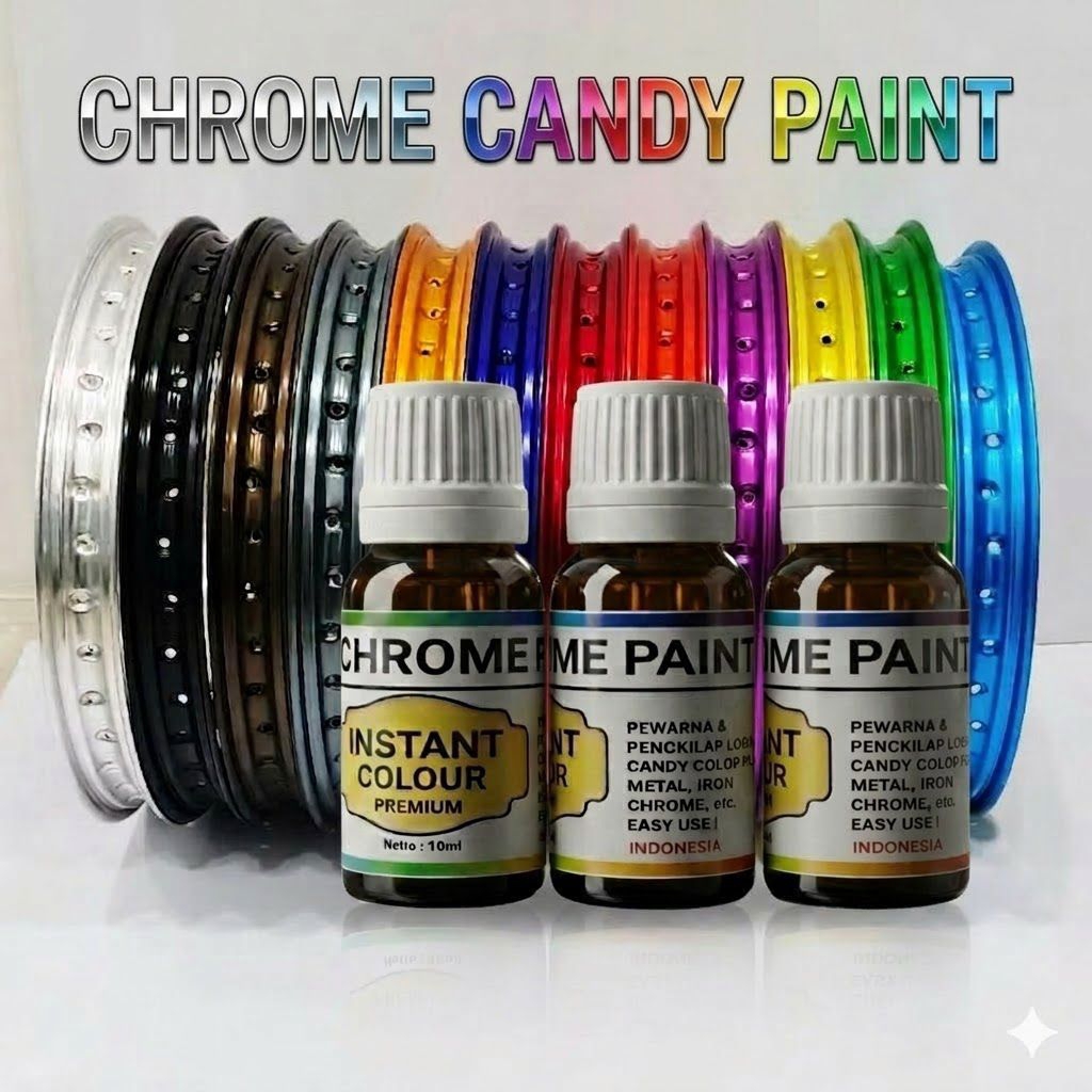 Pewarna Logam Candy Chrome Paint Instan - Cat Velg Logam Poles Warna Permanen