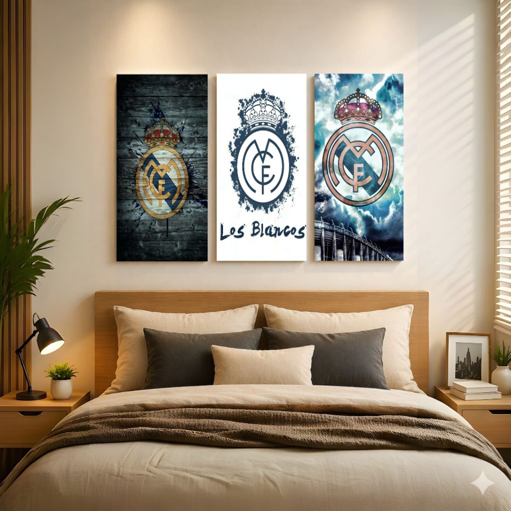 Poster Real Madrid Wall Decor Madrid Hiasan Dinding Kayu Pajangan Bola