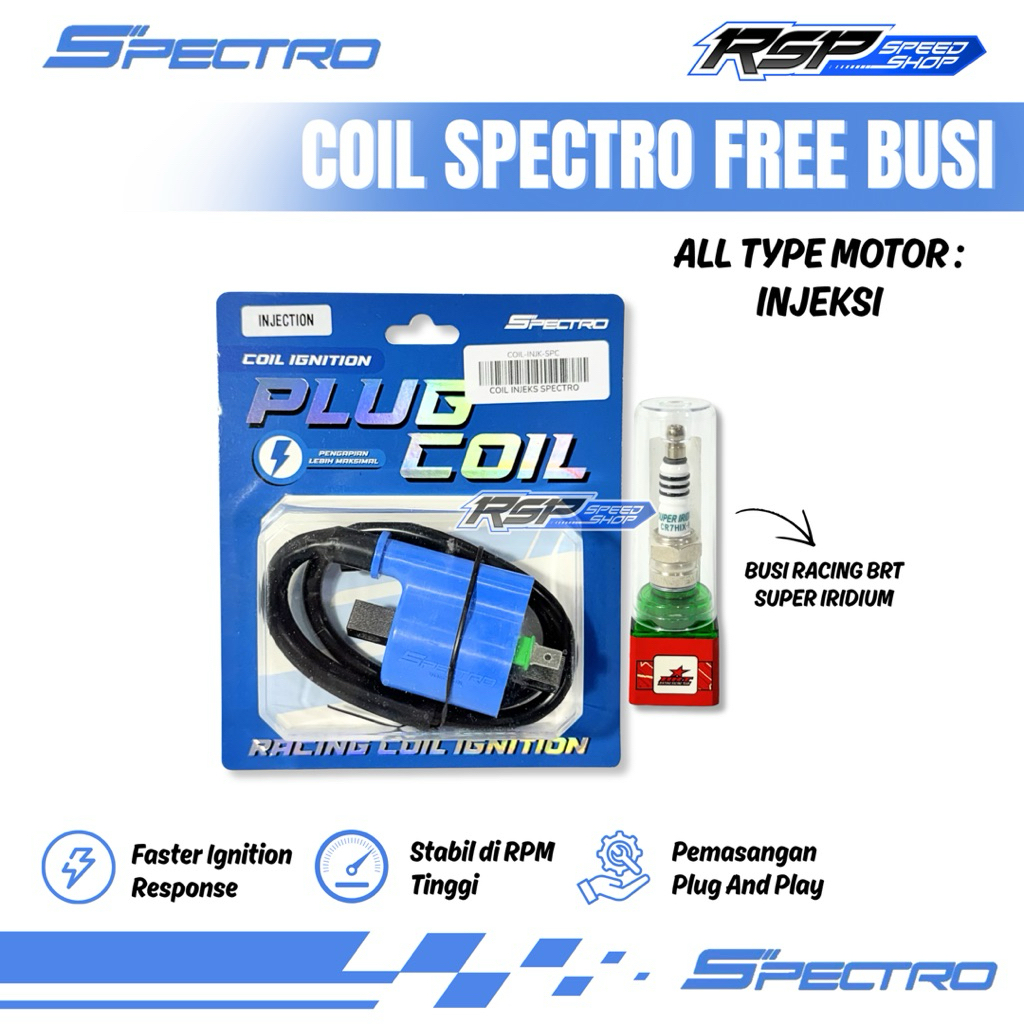 PAKET KOIL COIL SPECTRO INJEKSI SET BUSI BRT UNIVERSAL SEMUA MOTOR INJEKSI