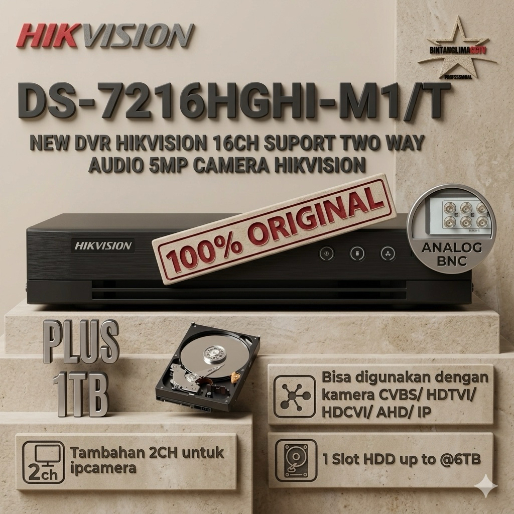 HIKVISION DS-7216HGHI-M1/T Dvr 16CH Support Two Way Audio new