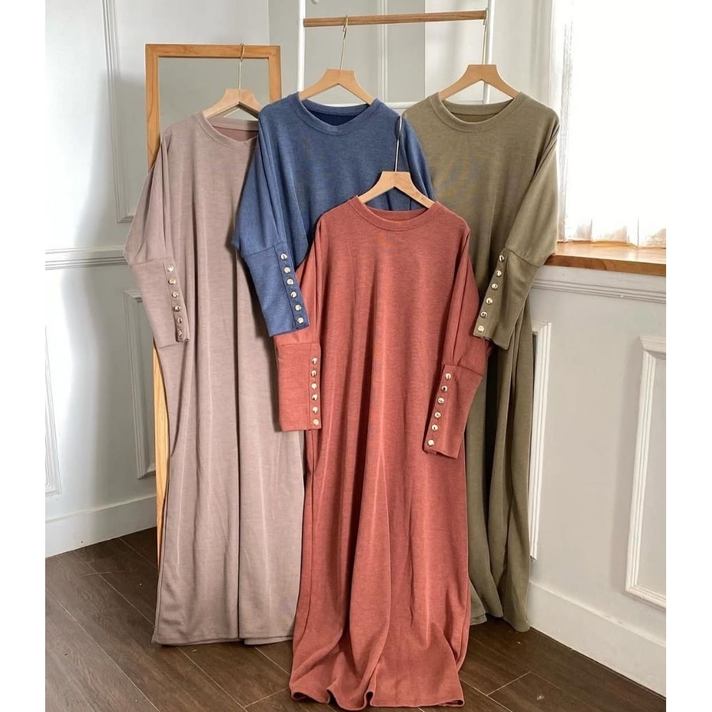 Gamis Knit Inara / Gamis Kancing Inara
