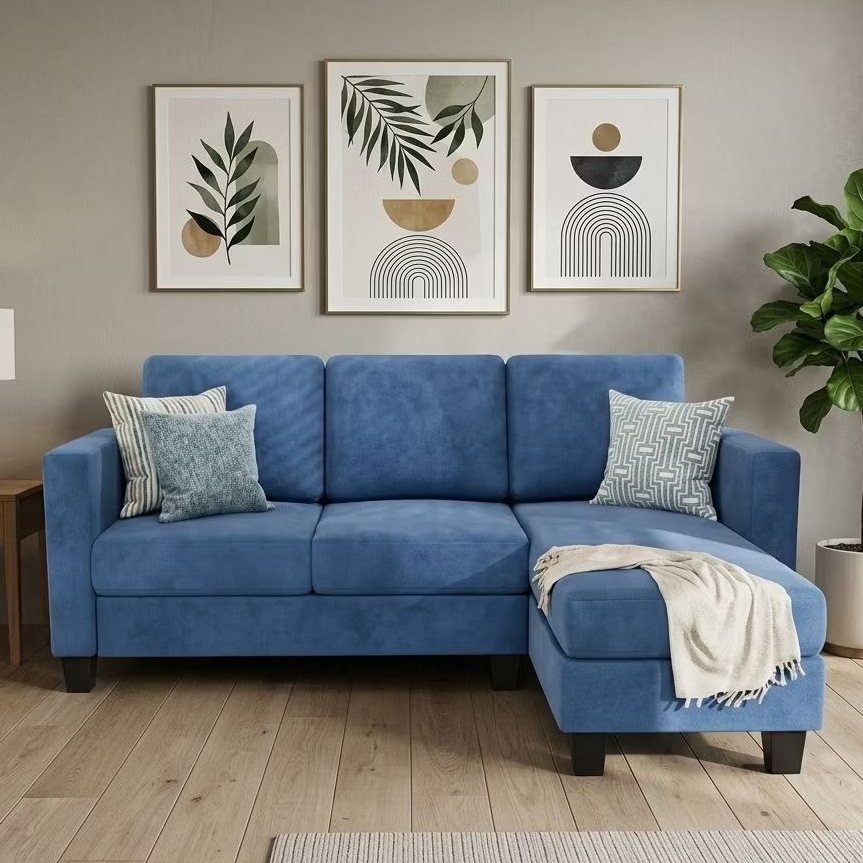 SOFA L MINIMALIS PROMO SOFA RUANG RAMU BAHAN SUEDE FREE ONGKIR PEKANBARU