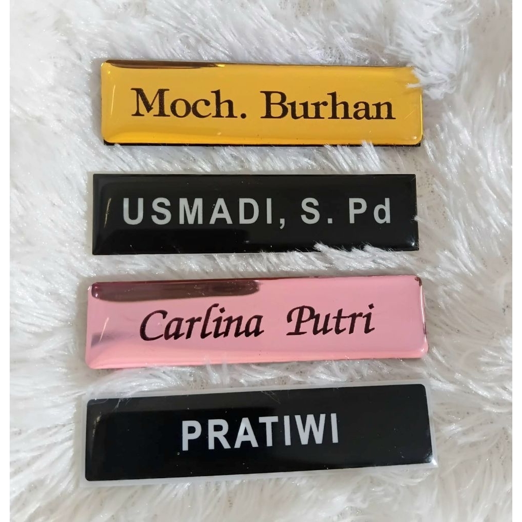 Nametag dada Nama dada  Papan nama Pin Bros Tanda pengenal Asn Tni Guru Karyawan Satpam