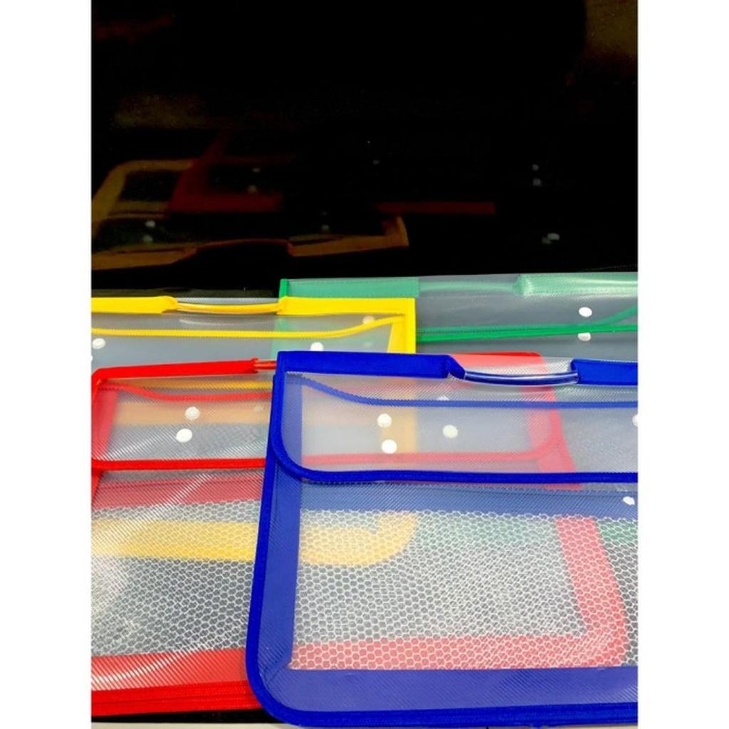 Map Plastik Resleting & Kancing Folio Folder One - Kapasitas Besar, Jaring Tambahan