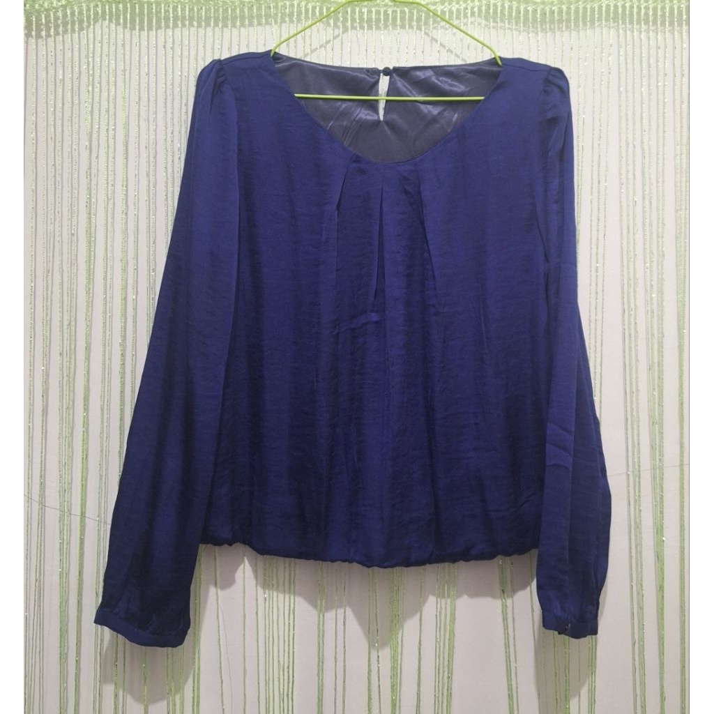 blouse blus wanita ungu tua lengan pendek