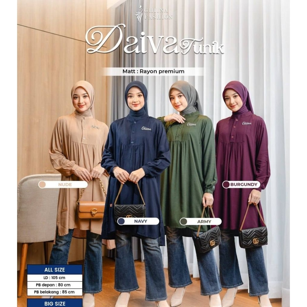 DAIVA TUNIK GHIINA TISHA TUNIK GHIINA FASHION BELVA TUNIK GHIINA FASHION TUNIK RAYON TUNIK MOTIF TUN