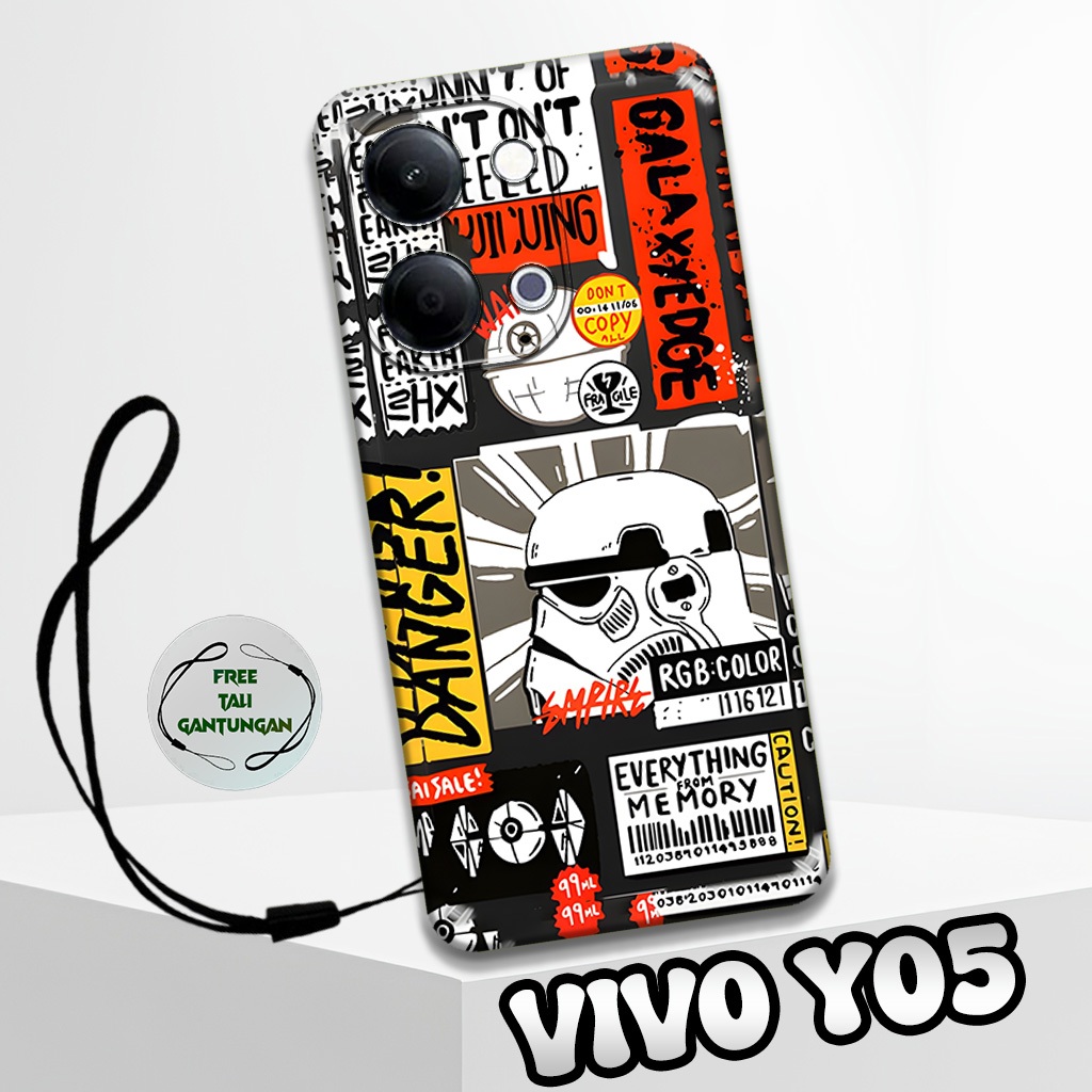 MS20 / Softcase Karet VIVO Y05 + TALI GANTUNGAN HP / Motif Cowok / Case VIVO Y05 / Silikon VIVO Y05