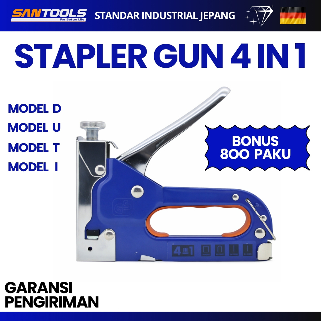 SANTOOLS Stapler Tembak Staple Gun 4in1 Heavy Duty Untuk Kayu Jok Sofa Kabel