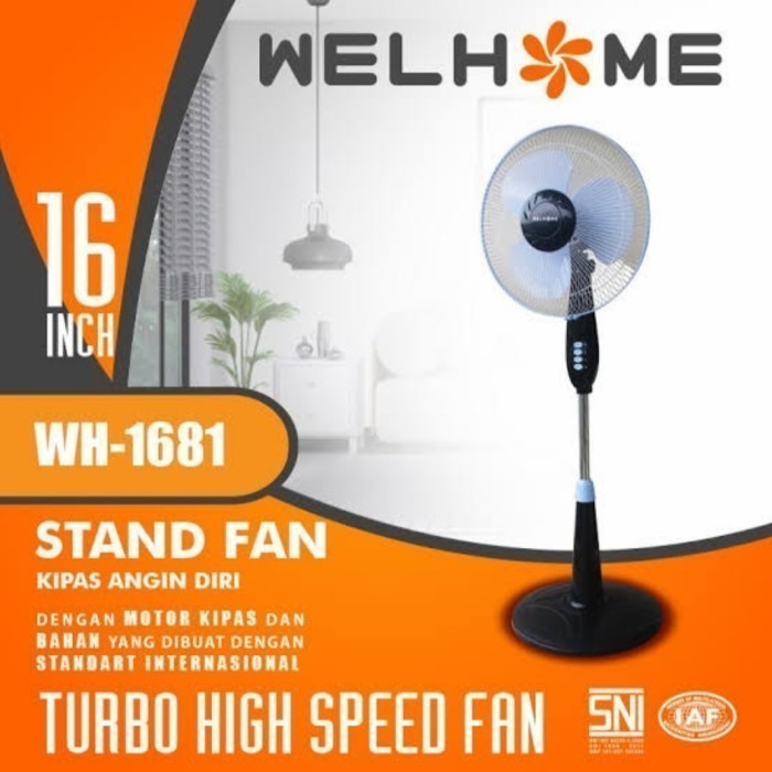 Kipas Angin Berdiri Welhome / Kipas Angin Standing Extra High Speed Fan WH-1681