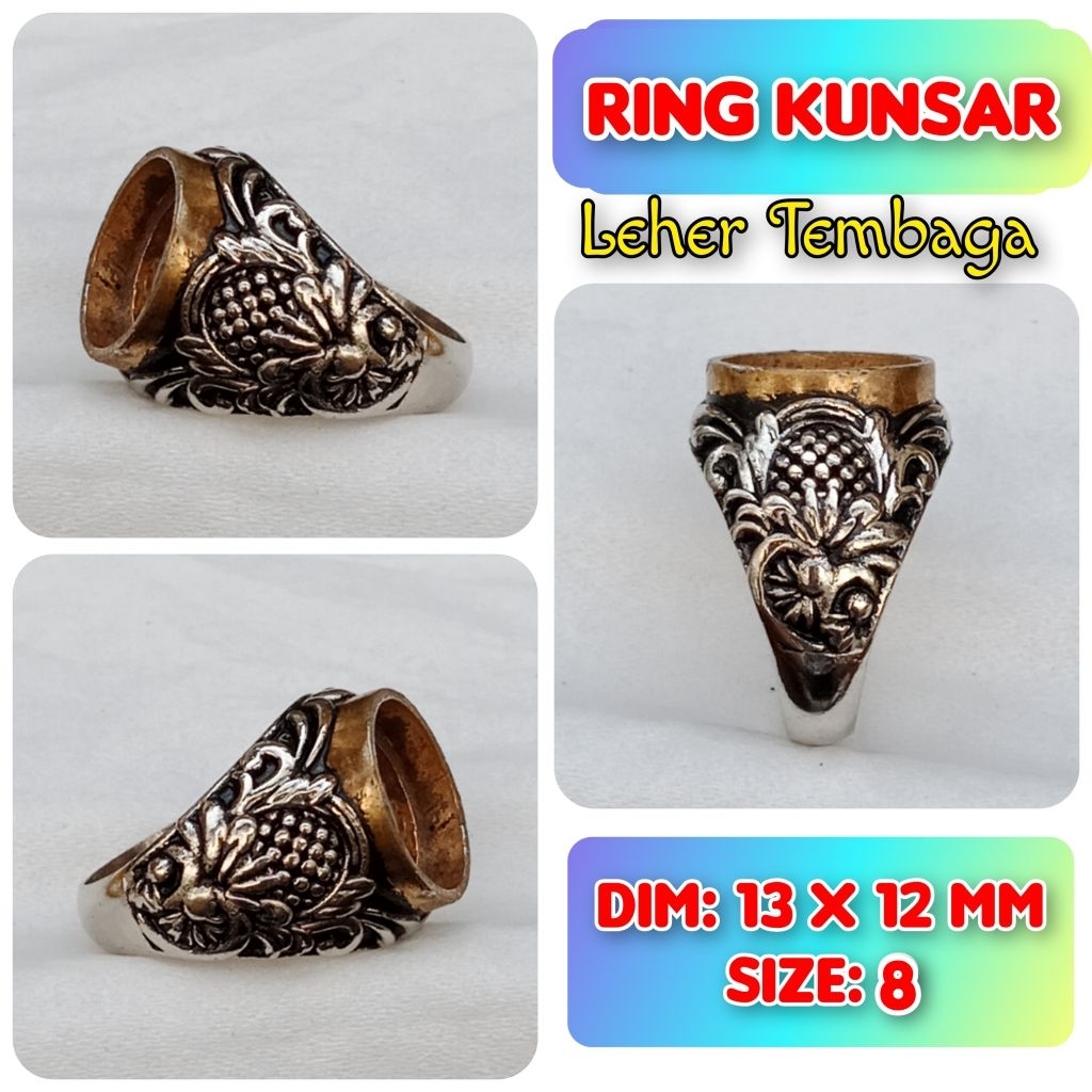 Cincin Emban Batu Akik dan Permata Leher Tembaga.48
