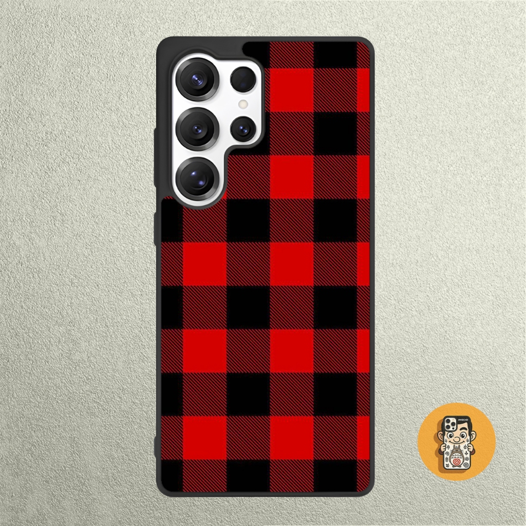 Case Samsung S25 S24 S23 S22 S21 S20 S10 S9 Ultra Plus Fe Edge Rubber Softcase RED Black Flanel