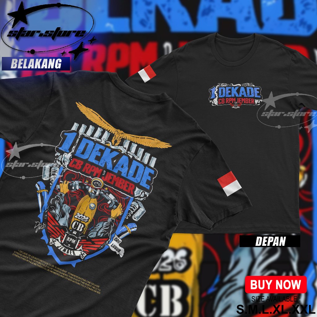 KAOS 1 DEKADE CB RPM JEMBER T-SHIRT SATU DEKADE CB RPM JEMBER