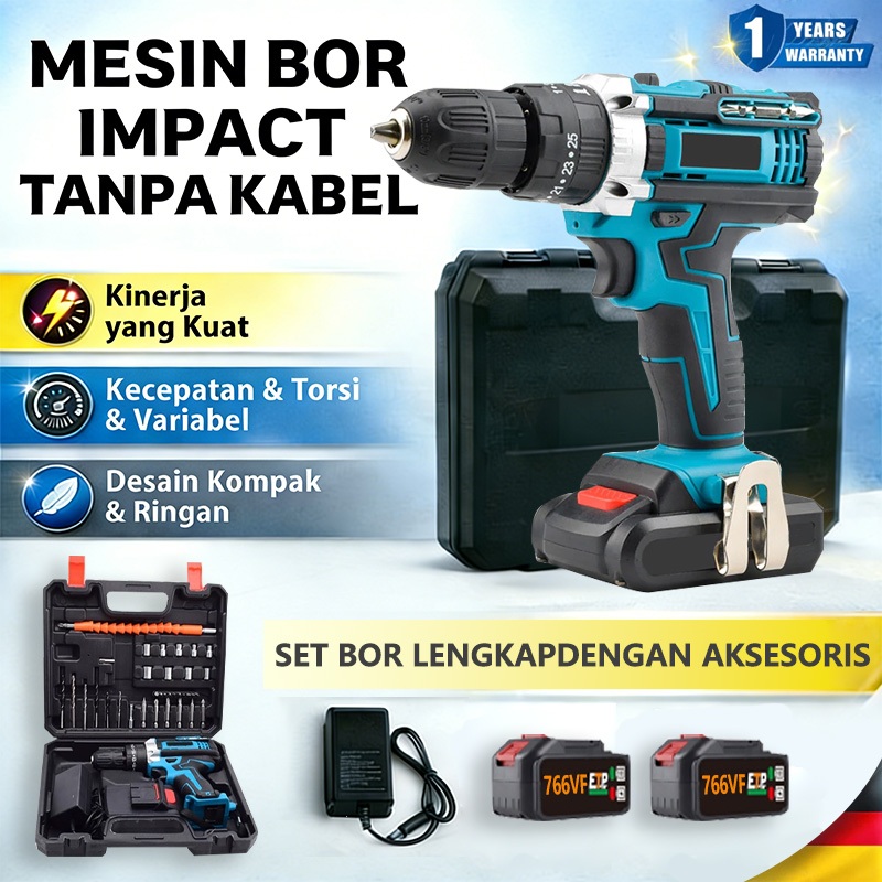 766VF Mesin Bor Bor baterai cas 10mm listrik murah bor tangan baterai besi tembok Beton kayu Cordles