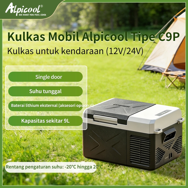 Kulkas Mobil Alpicool Tipe C9P Kulkas untuk kendaraan(12V/24V) & rumah(220-240V AC) Single door Suhu
