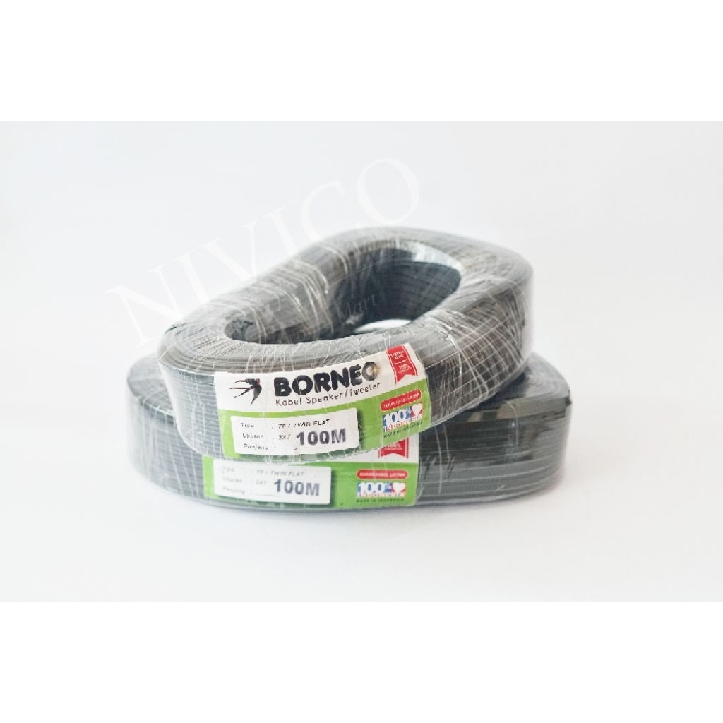 Borneo Kabel Tweeter/Speaker Twin Flat 2x7 100m Tembaga Murni Kualitas Terbaik untuk Audio