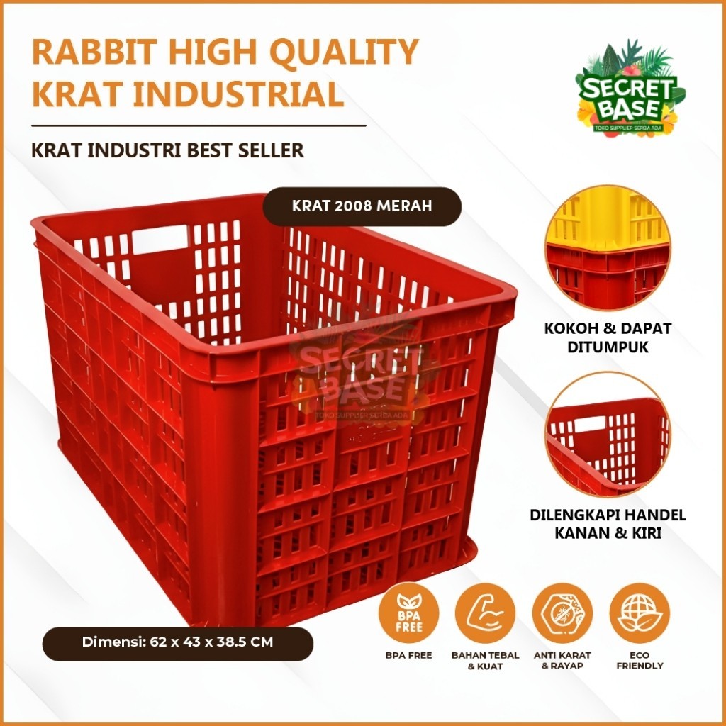 RABBIT HIGH QUALITY KRAT INDUSTRIAL 2008 - Keranjang Serbaguna / Krat Industri Tebal