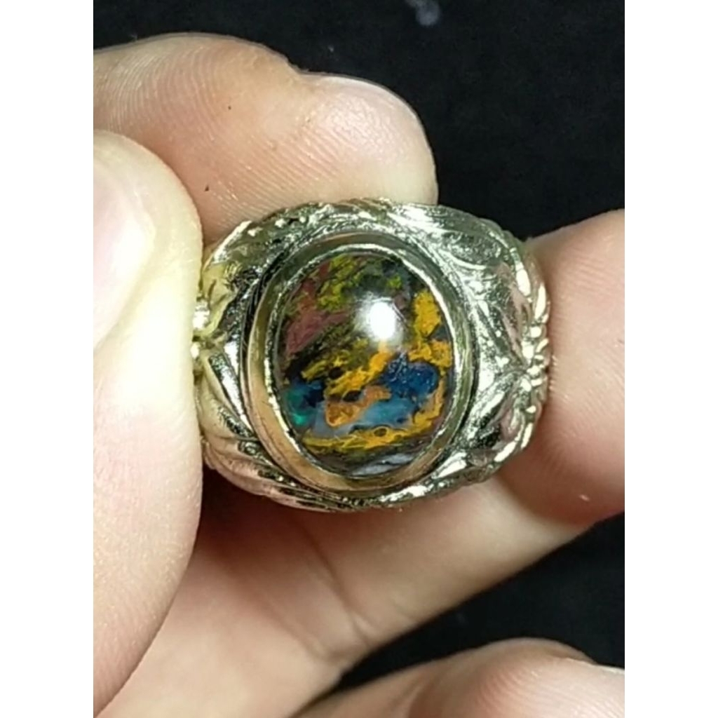 W30 -  Cincin Batu BACAN KEMBANG Cowok - Natural Bodyglass Kristal  Murah